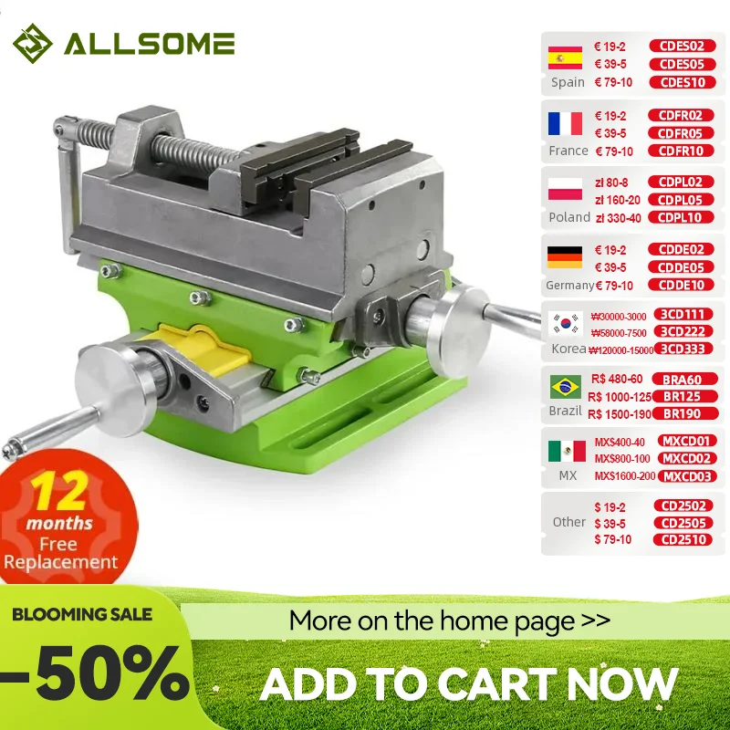 ALLSOME 3 inç çapraz slayt mengene yardımcısı masa bileşik masa çalışma masası tezgah freze sondaj HT2878 için Alunimun alaşım vücut