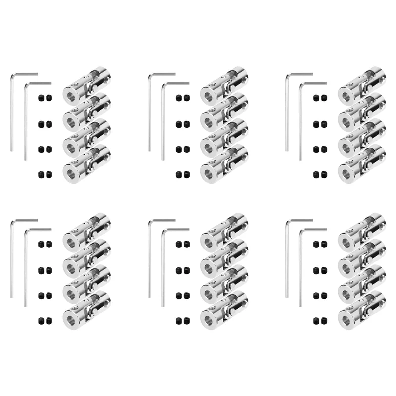 ABCA-24 confezioni da 4 mm a 4 mm connettore di accoppiamento cardanico con giunto universale in acciaio, accessorio per raccordo albero motore modello ruotabile fai da te