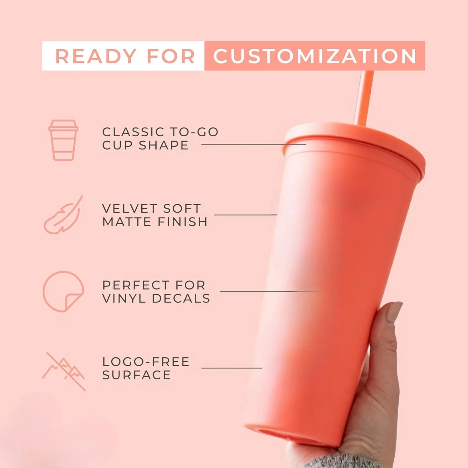 

Классические стаканы с крышками и соломинками (упаковка из 8 шт.) — акриловые стаканы матового пастельного цвета на 22 унций с крышками и соломинками, с двойными стенками