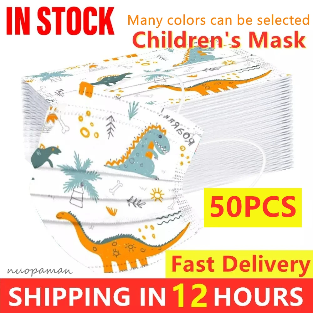 Fast Delivery Cartoon Kids Disposable Protective Mask 3 Layer Non-woven Child Filter Hygiene Thicken Children's Face Mouth Mask