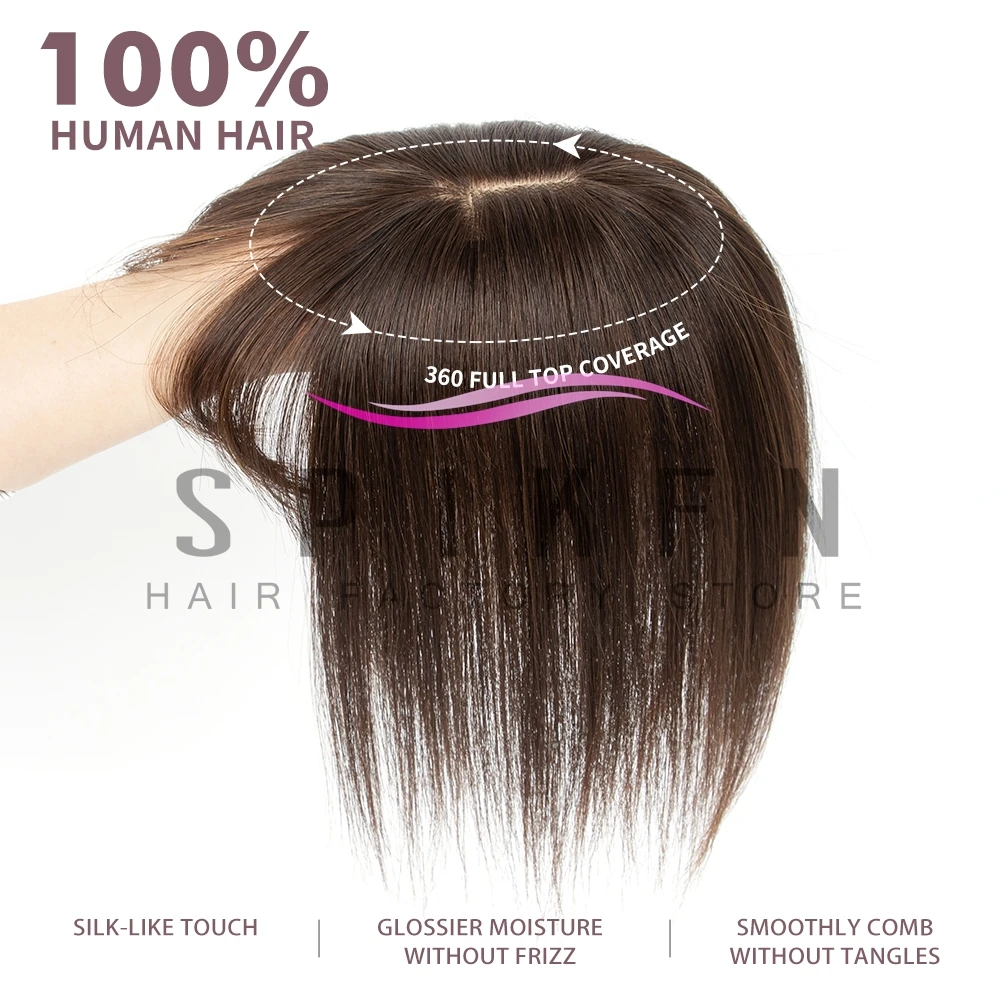 Topper Hair Piece with Bangs Extensions Add Volume 8