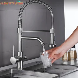 Kitchen Pure Water Filter Faucet Dual Handle Hot and Cold Drinking Water Pull Out Deck Mount Mixer Purification Tap