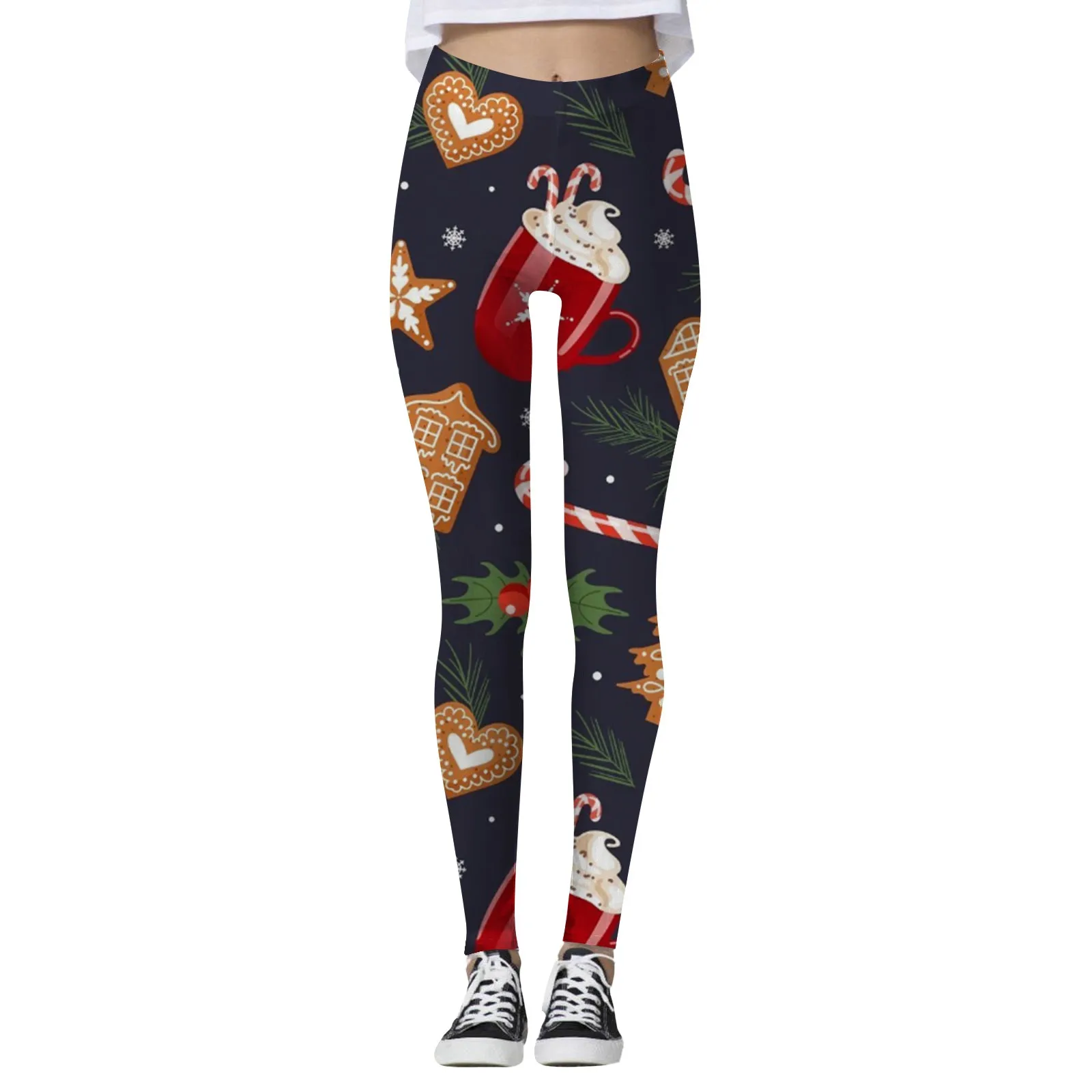 Christmas 2024 Women's Cartoon Printed Leggings Yoga Cute Winter Outfits for Women Leggings for under Skirts Ladies High Waisted