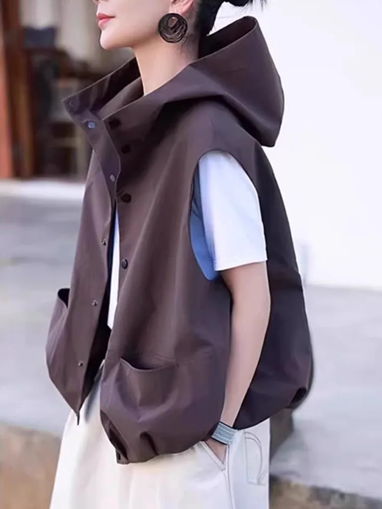 

Повседневный модный жилет с скользящим шлетом, корейская шляпа с одной пуговицей, дизайн ранней осени, свободная посадка, чистый цвет, для поездок на работу