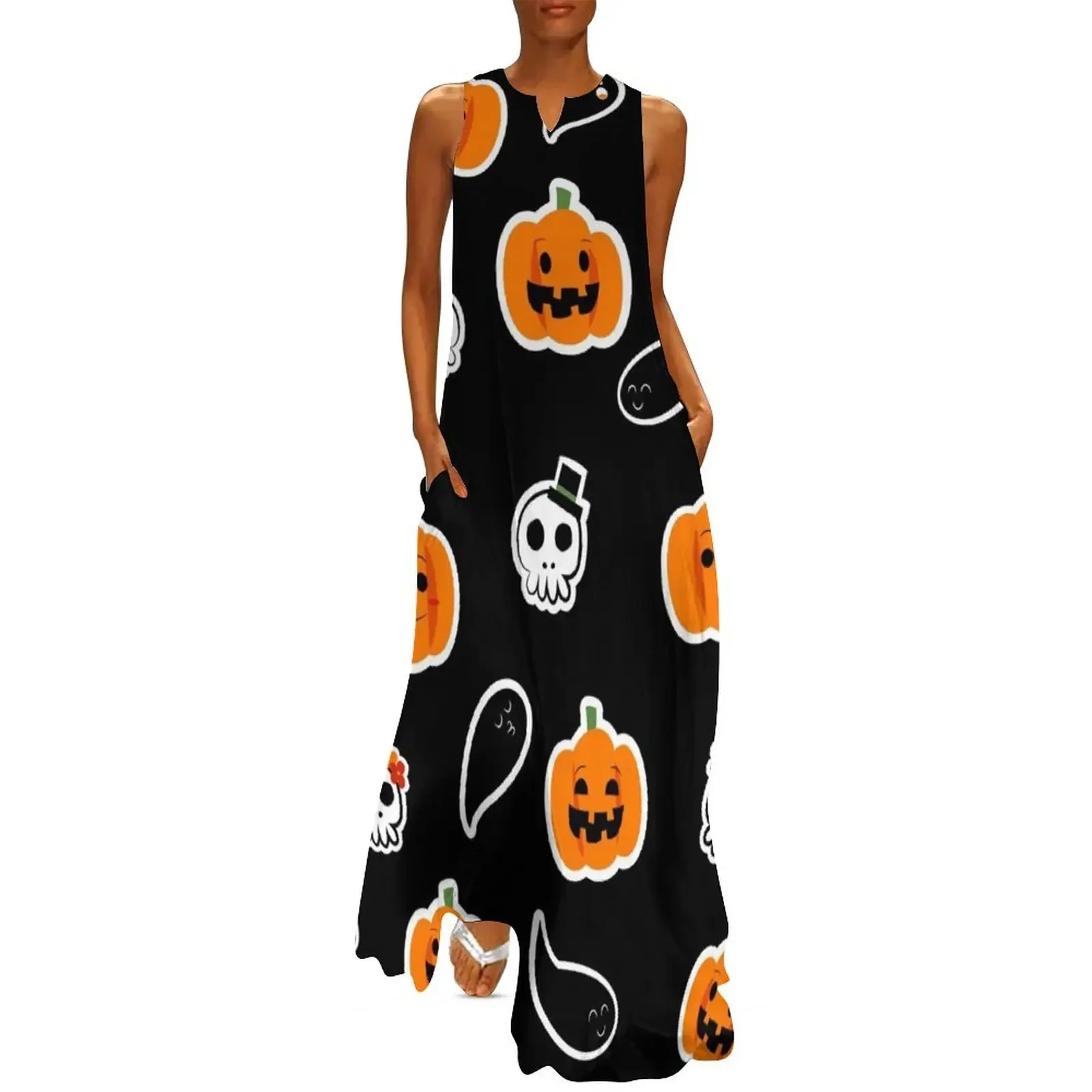 

Halloween Pumpkins Long Dress woman dress Bridesmaid dress woman