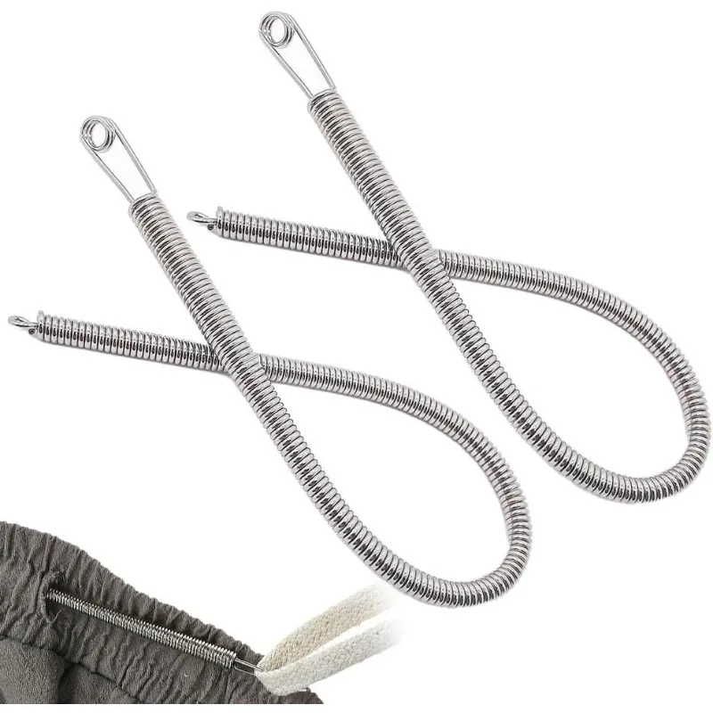 2 PCS Spring Drawstring Needle Threader Drawstrings Replacement with Easy Threaders,Drawstring for Hoodies,Pants