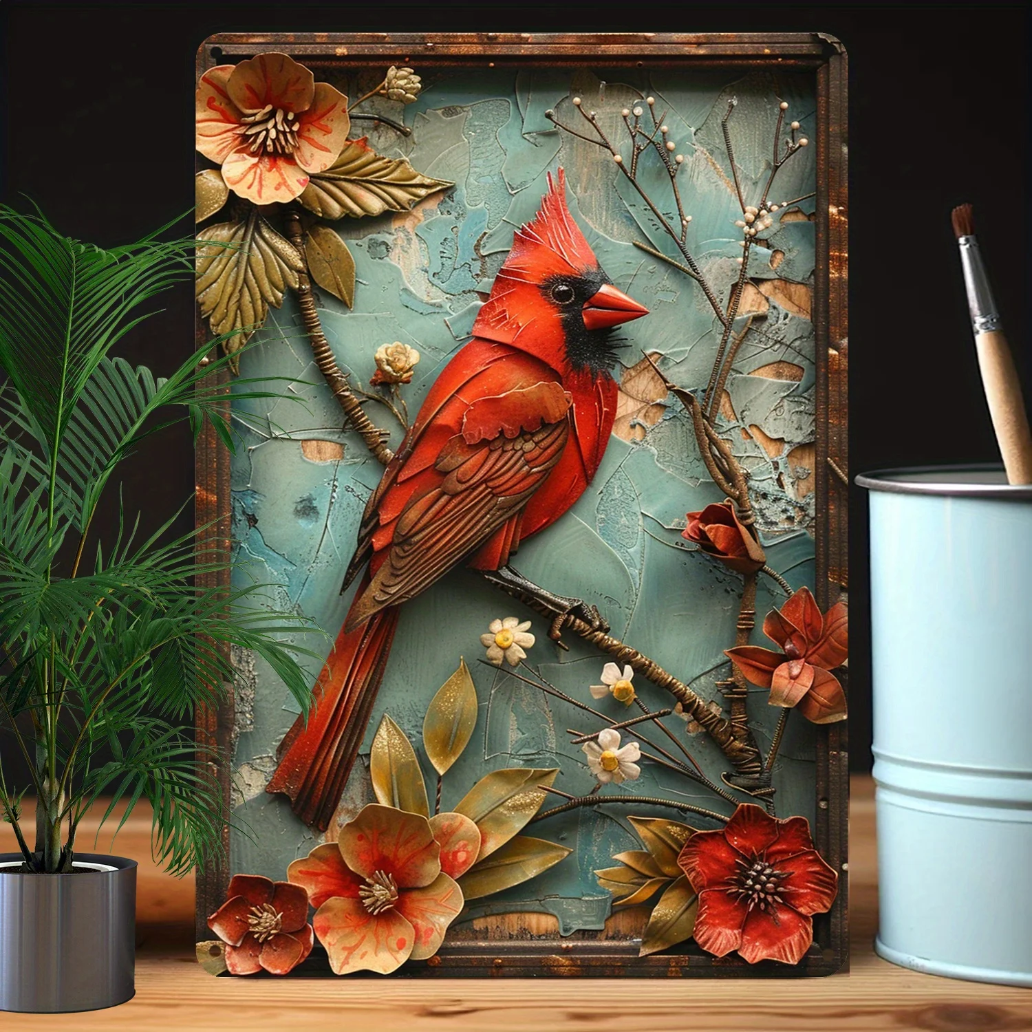 Cardinal Bird Metal Sign with Design, Vintage Wall Art for Home, Garden, Studio-Durable & Higher Bending Resistance, Unique Gift