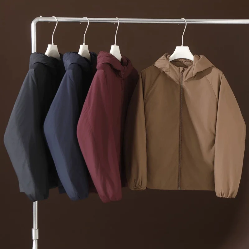 

Lightweight Hollow Technology Cotton Hooded Casual Jaet Men's Autumn Winter Anti-Cold Cotton Clothing Comfortable Loose Fit