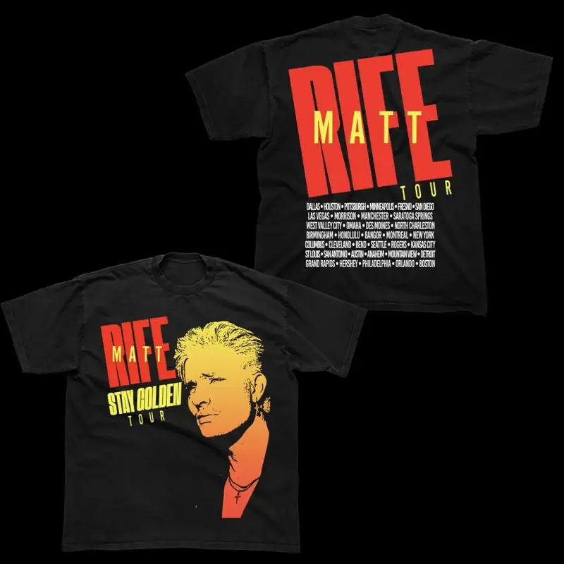Matt Rife Stay Golden Tour 2025 comediante camiseta de 2 caras tamaño completo S 5XL ET1157