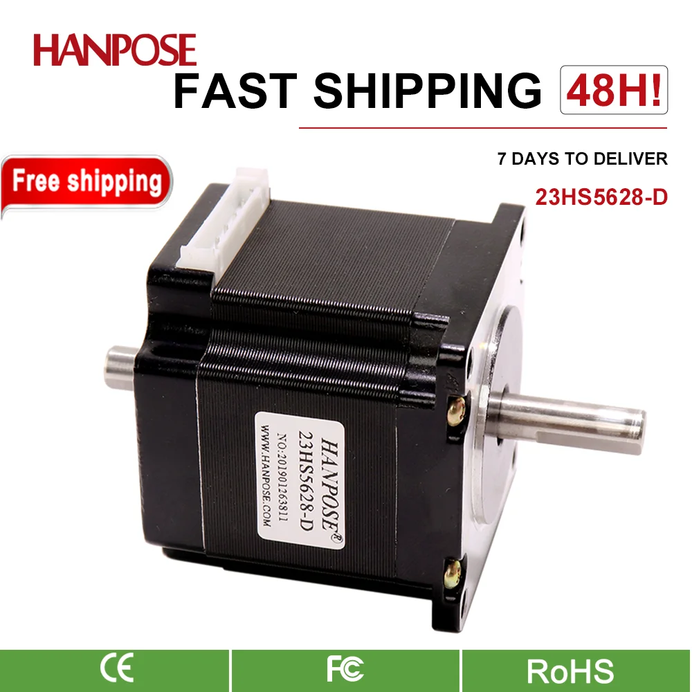 

HANPOSE NEMA 23 Stepper Motor 23HS5628-SZ 56mm 2.8A 126N.Cm Dual Axis Motor for CNC Router Engraving Milling Machine