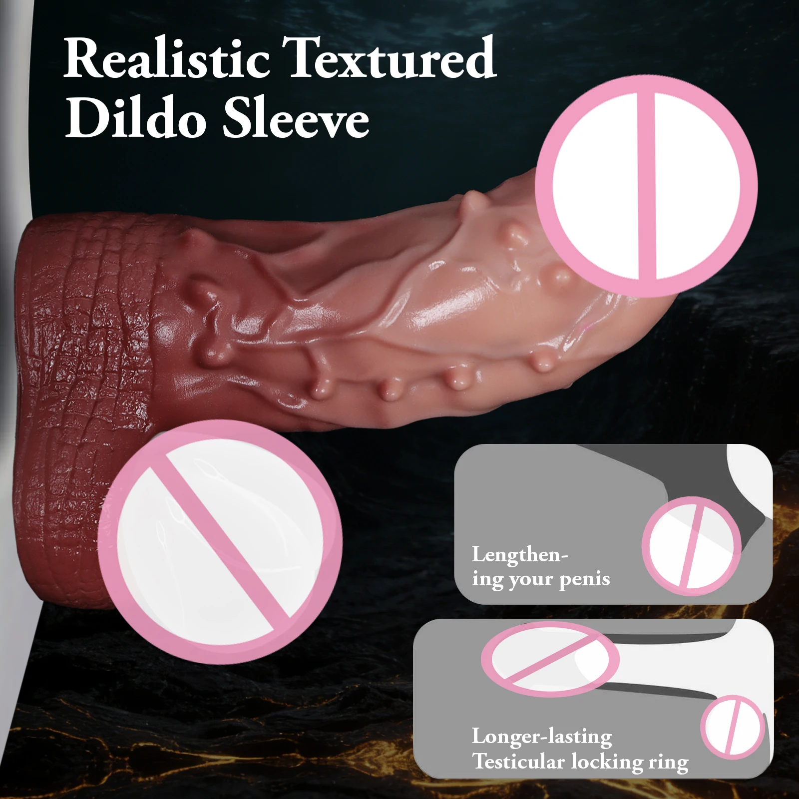 Sex Toys For Male Soft Silicone Penis Sleeve Spike Extended Enlargement Time Delay Cock Cover Real Ejaculation Cock Men Extender view 2