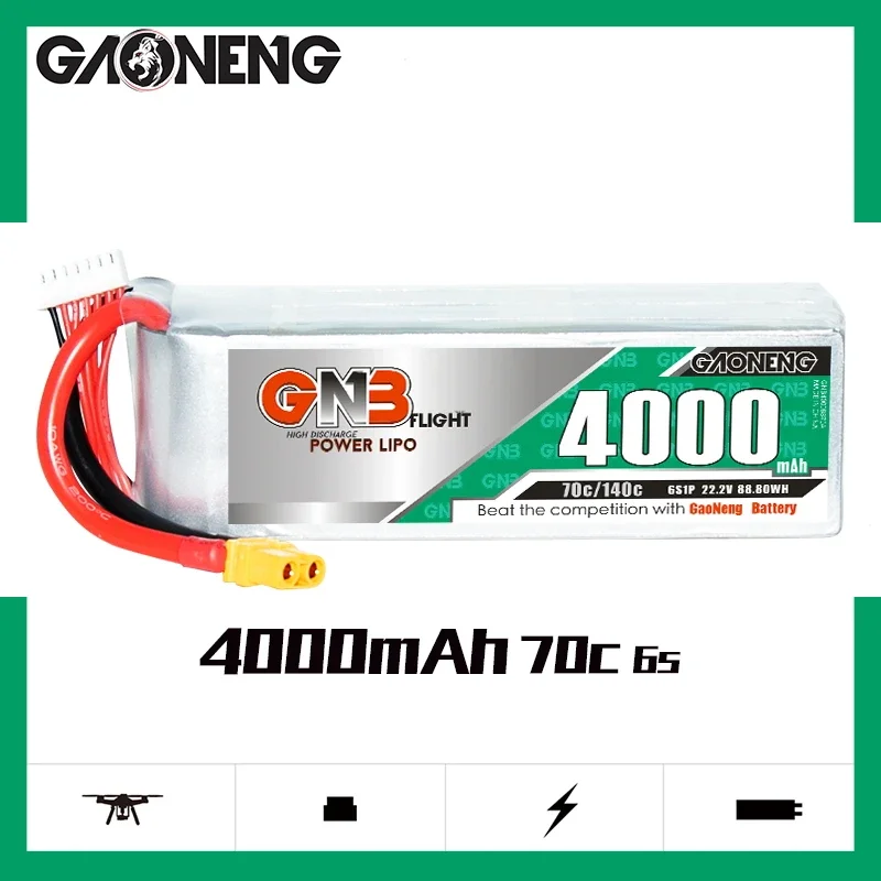 GAONENG GNB 4000mAh 6S 70C 140C 22.2V XT60 LiPo Battery 800mm Warbirds Align 600 T-Rex 600 RC Airplane MultiCopter