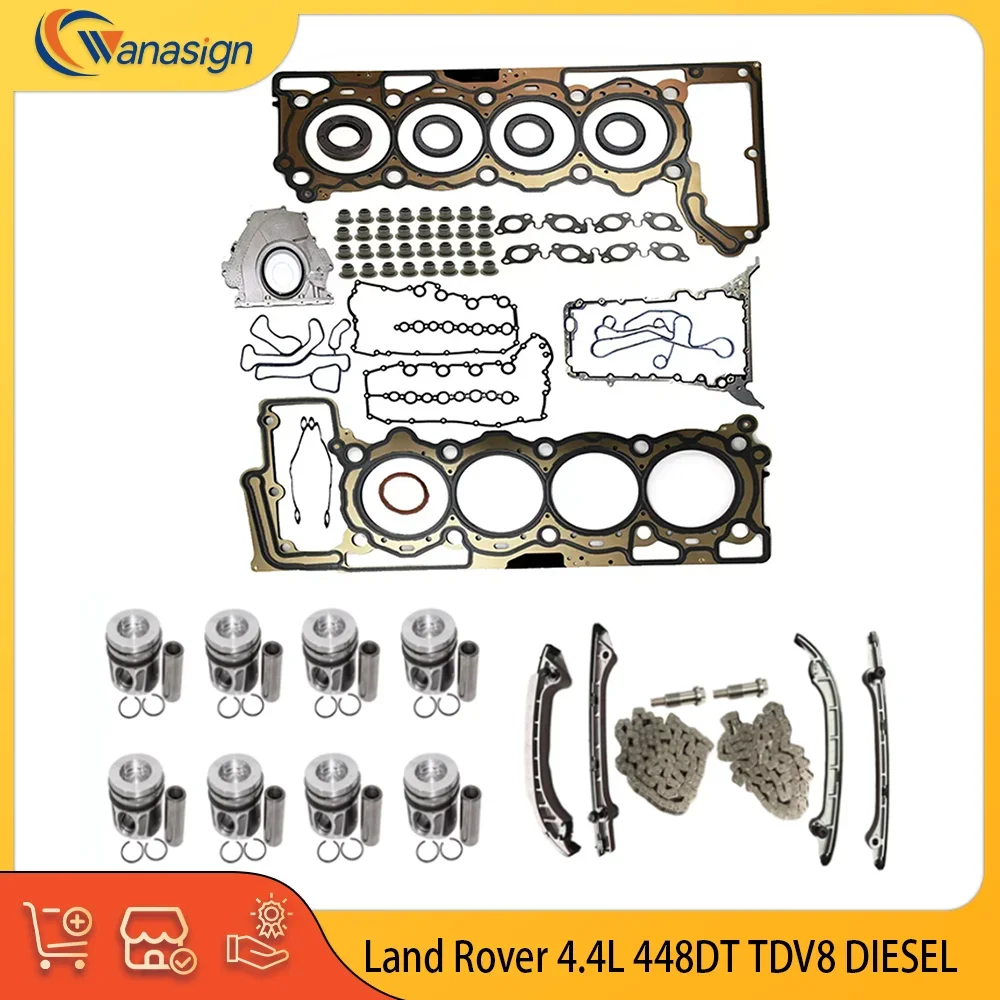 AUTO Engine Head Gasket Kit Timing chain kit Piston kit For Land Rover Range Rover Sports 4.4L 448DT TDV8 Diesel 2010-2024