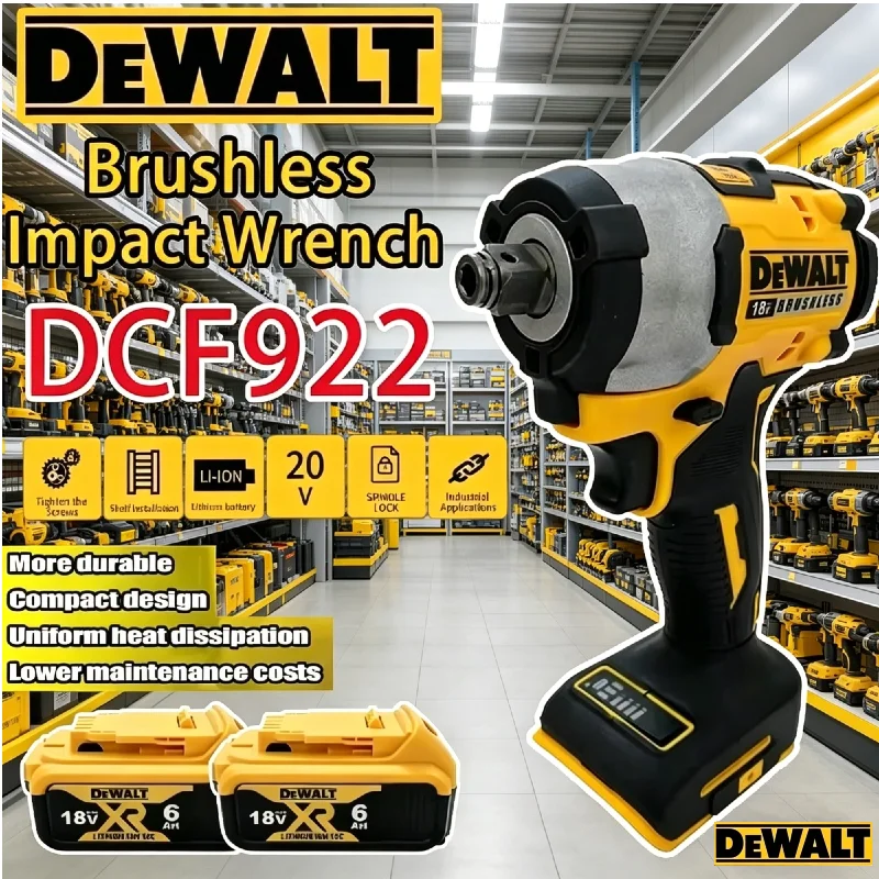 

Аккумуляторный ударный гайковерт DEWALT DCF922 Max XR 20V с бесщеточным двигателем, высоким крутящим моментом и регулируемой скоростью, перезаряжаемый электроинструмент