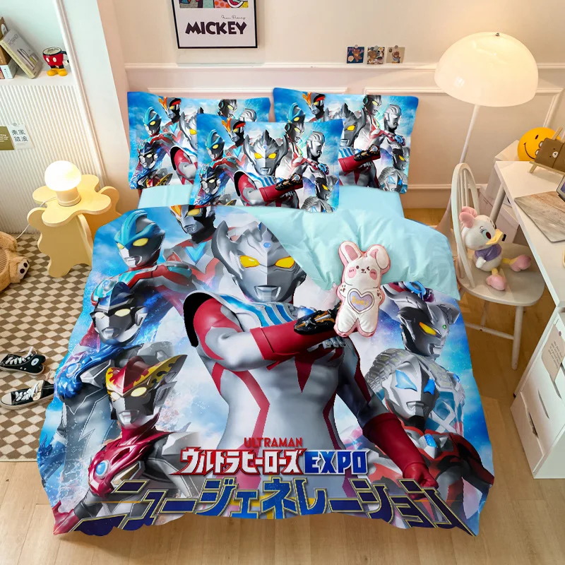 Ultraman Anime 3D Print King Size Bedding Set Duvet Cover Set with Pillowcase Children\'s Bed-linen Cosplay Bedroom Decoration