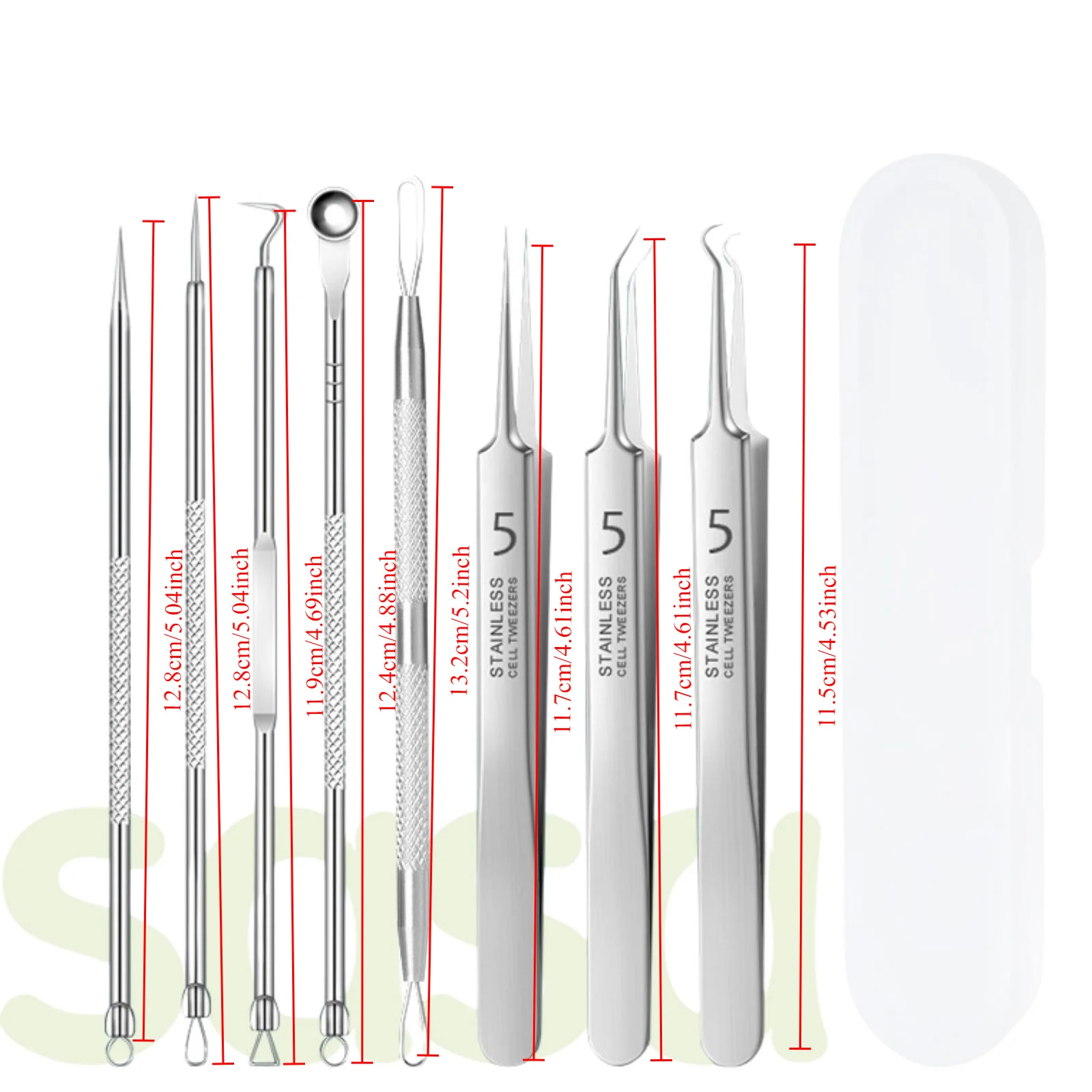 Juego de pinzas profesionales de acero inoxidable, herramientas de belleza/artesanía de precisión con agarre antideslizante para puntos negros y trabajos electrónicos, 8 Uds.