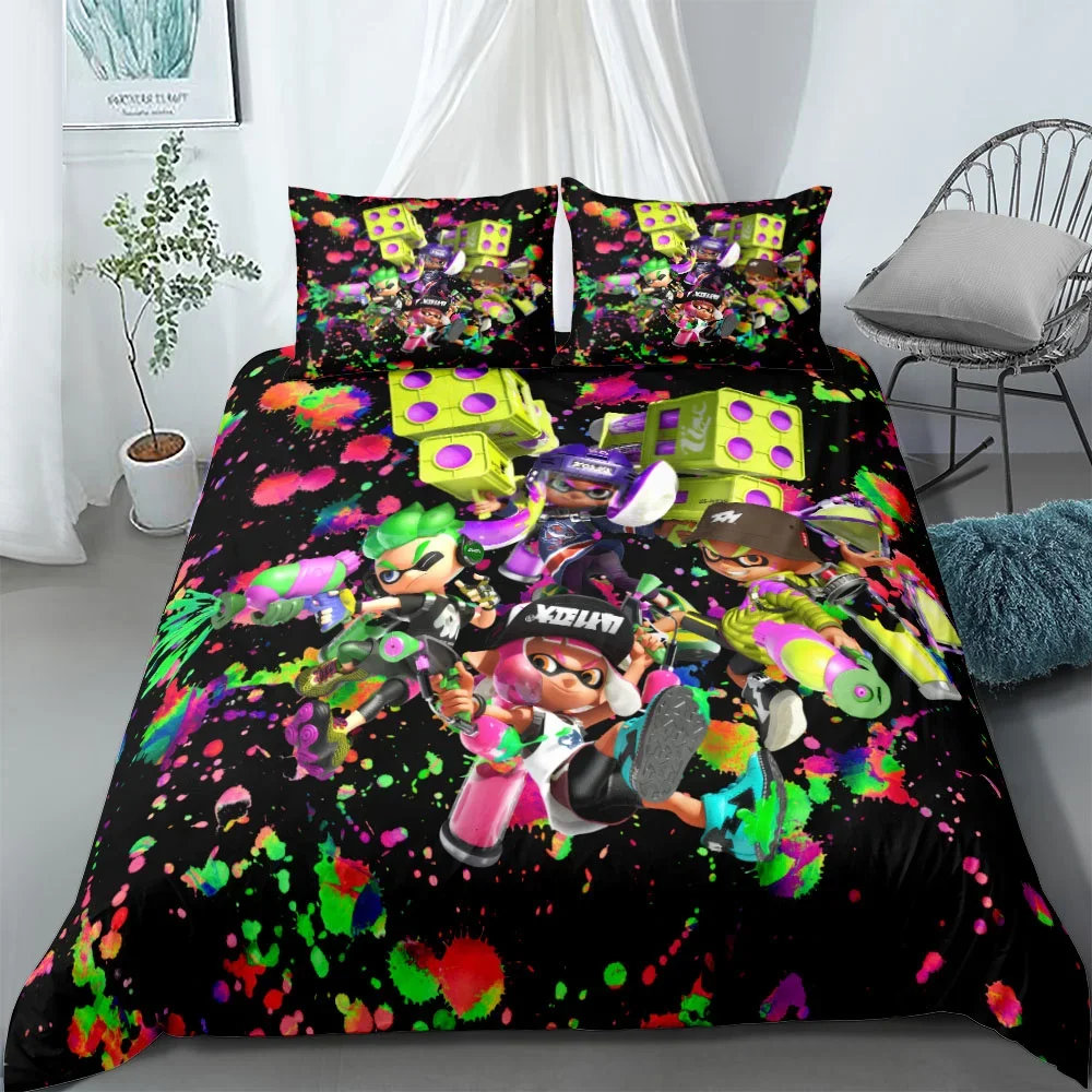 

Switch Game Bedding Set King Queen Full Twin Double Single Size splatoon Duvet Cover Set