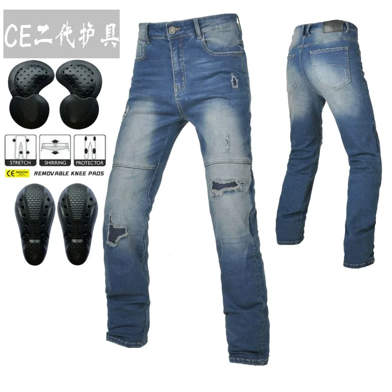 VOLERO Motorcycle Riding Jeans Washed Distressed with Armor Vintage Straight Leg cargo pants men men pants motocross pants