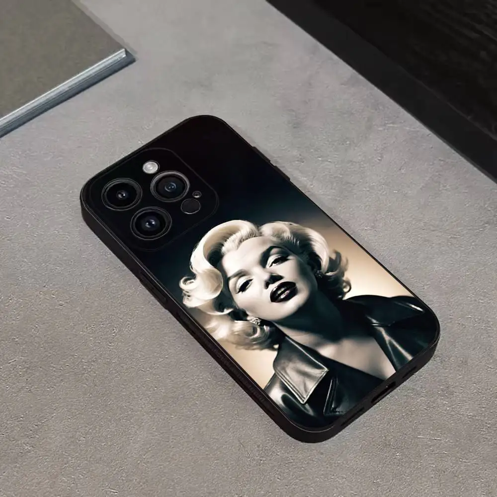 Чехол для телефона 80S M-Marilyn M-Monroe iPhone 16 15 14 13 12 11 Plus Pro Max XS XR SE Mini 8 7 мягкий силиконовый черный Фото №4