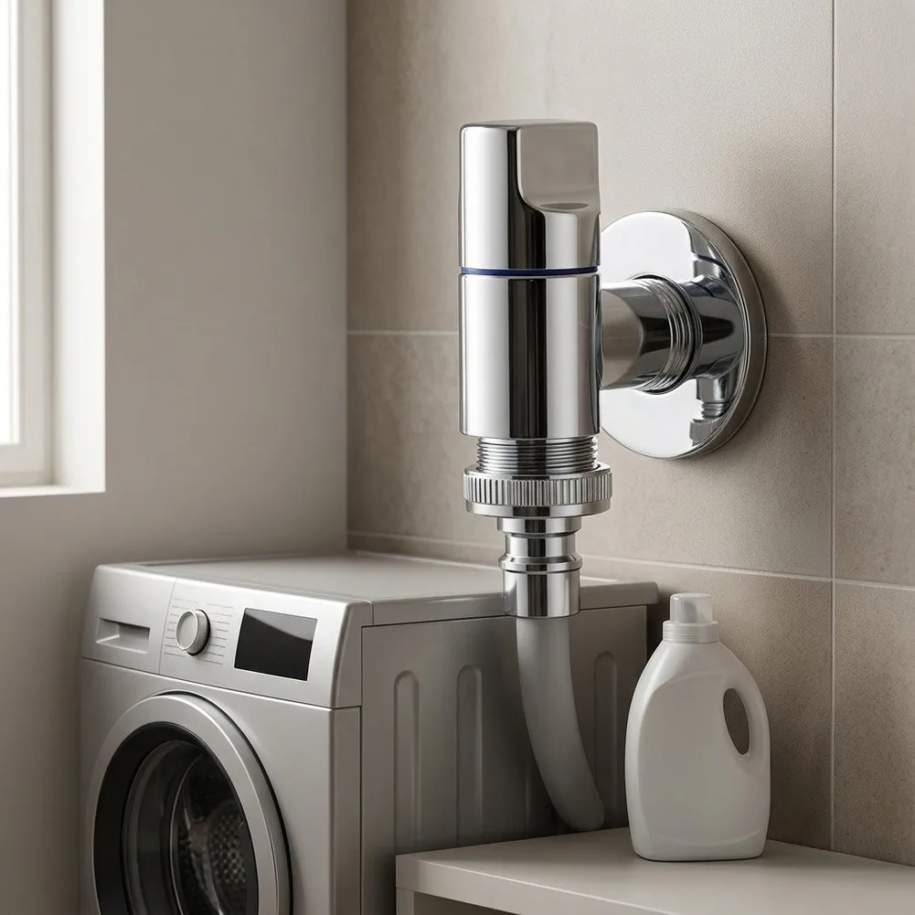 Copper Washing Machine Faucet Valve 10.5 x 4.5 x 4.5 cm Silvery Shut Valve with 90 Degree Turn for Easy Operation