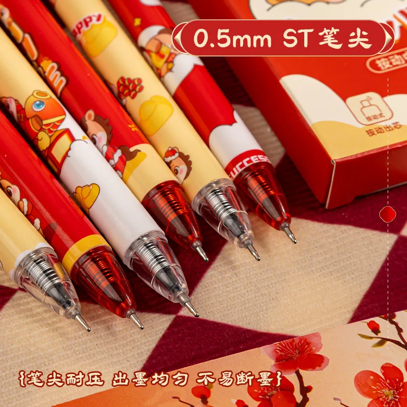 Bolígrafos de Gel de poni Kawaii, bolígrafos suaves para escribir, bolígrafos neutros de presión de dibujos animados, papelería de oficina para estudiantes, regalos del año del caballo, 12 Uds.