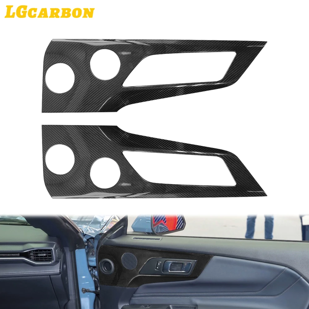 LGcarbon Interior Accessories Dry Carbon Door Speaker Horn Panel Cover for Ford Mustang 2024-up