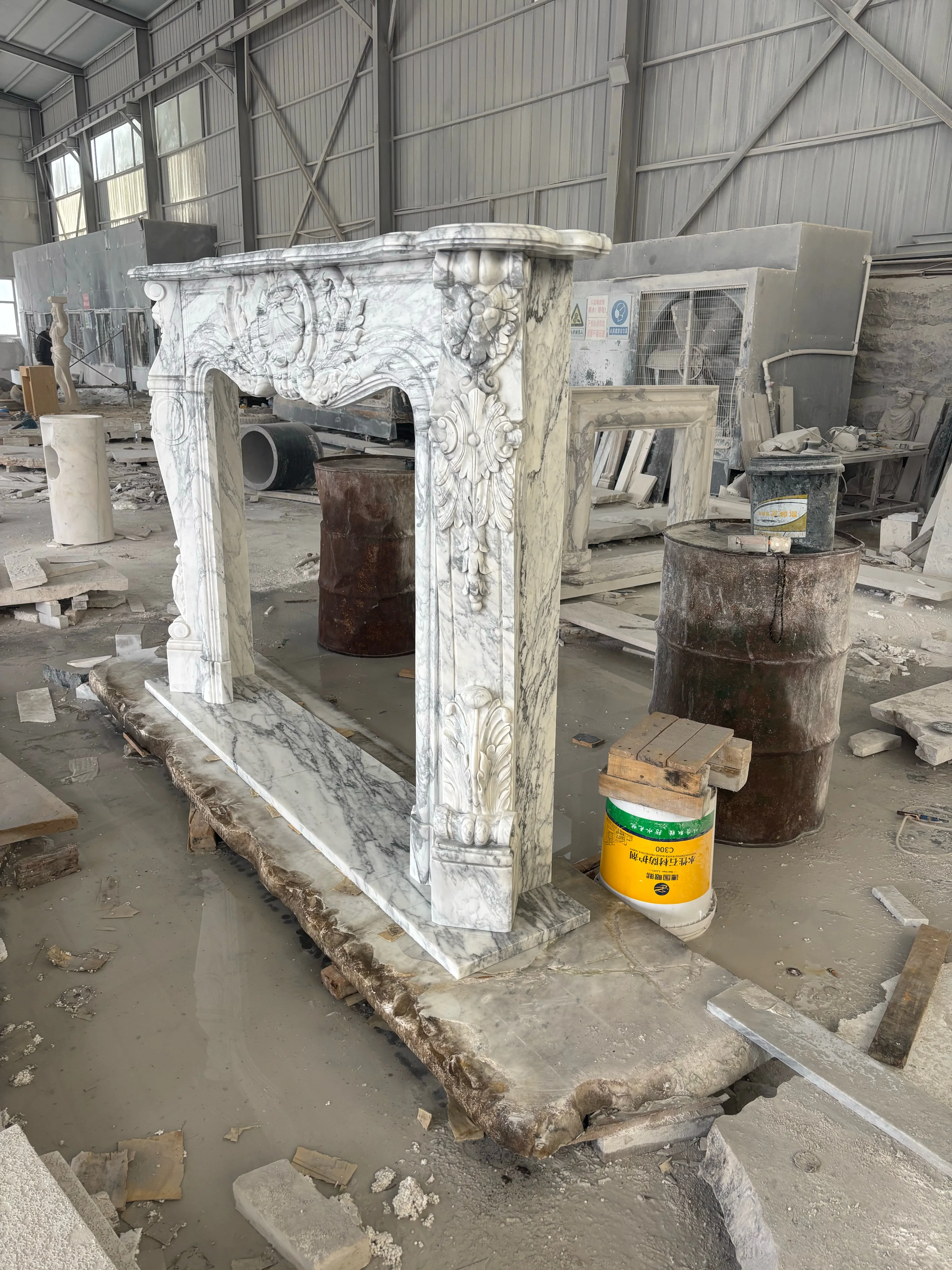 Premium Arabian white marble frame, exquisite design of luxury interiors