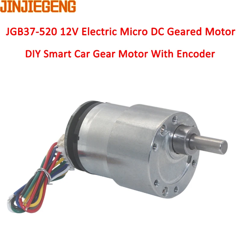 JGB37-520 6V 12V Electric Micro DC Geared Motor DIY Smart Car Gear Motor With Encoder