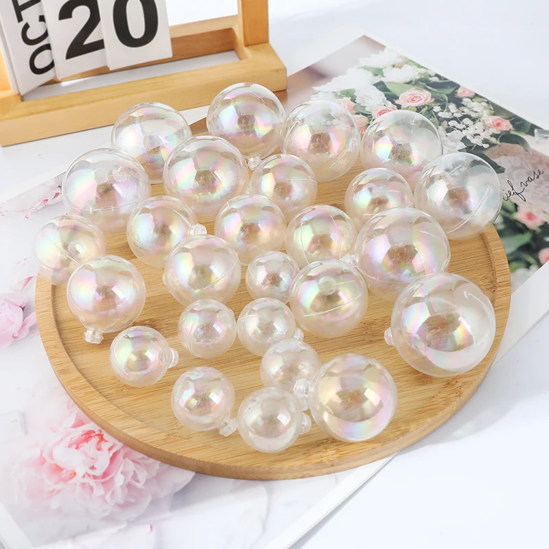 10pcs Cake Topper Balls Paper Cupcake Plugins Pink Champagne White Semi Transparent Decorative Ball Wedding Birthday Party Decor