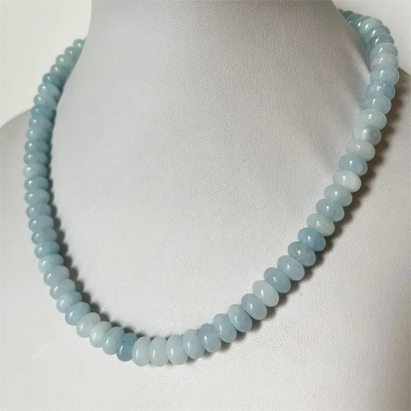 

5*8MM Oval Aquamarine Jade Necklace Natural Stone Beads Women Luxury Varnish Emerald Kunzite Ruby Morganite Gemstone Custom Gift