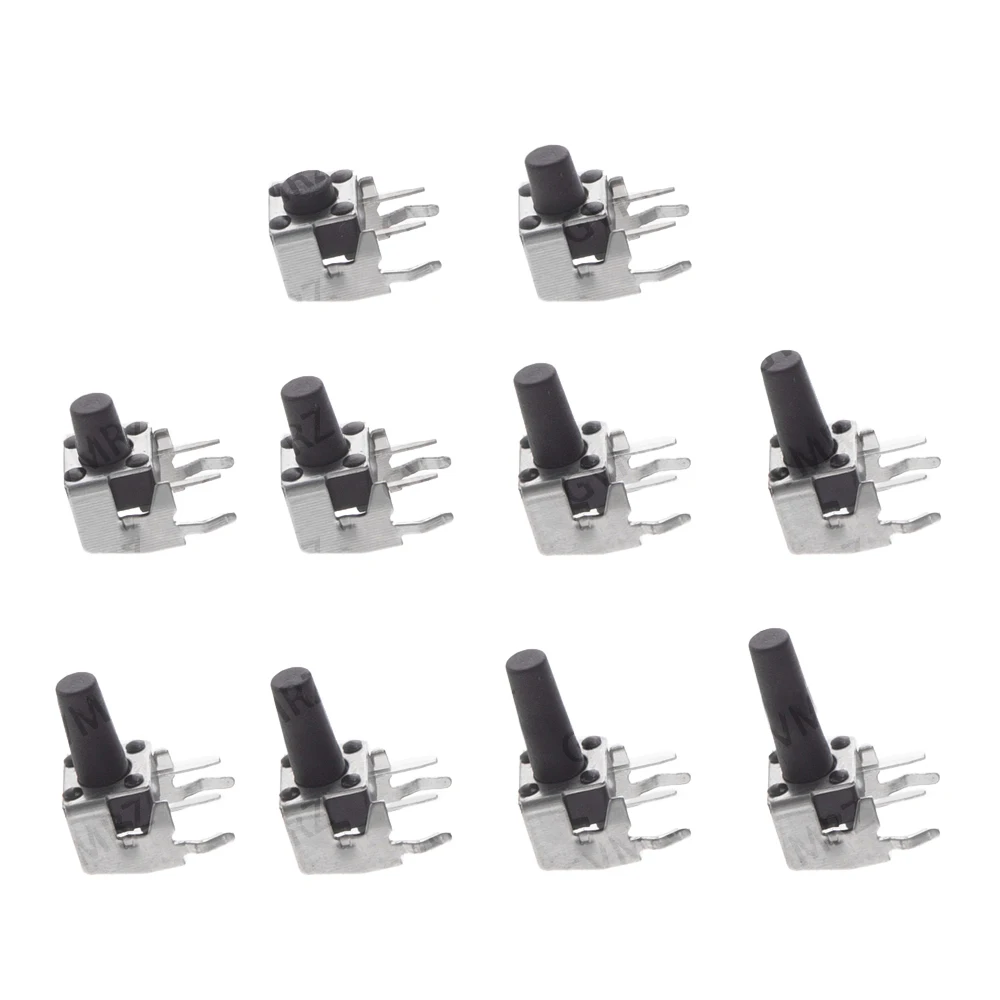 20PCS 4P 6*6*4.3/4.5 4P Self-reset Switch Right Angle With stent 5/6/7/7.5/8/9/10mm 6x6 PCB Momentary Tactile Tact Push Button