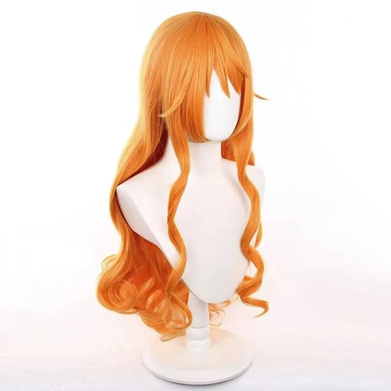 

2025 11 Nami Cosplay Orange Synthetic Long Curly Anime Coser Cute Girl Heat Resistant Fiber High Quality Wig Halloween P