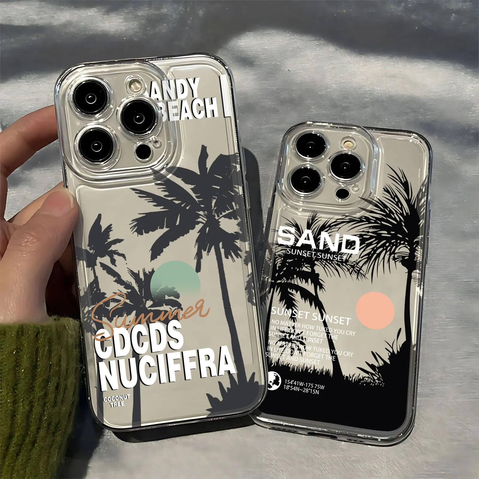 Summer Ins Coconut Tree Phone Case For OPPO Reno 12F 12 7 11 11F 10 2F 4 8 8T 8Z 7Z 7 6Z 6 5 F21 Pro Plus 4G 5G Clear Soft Cover