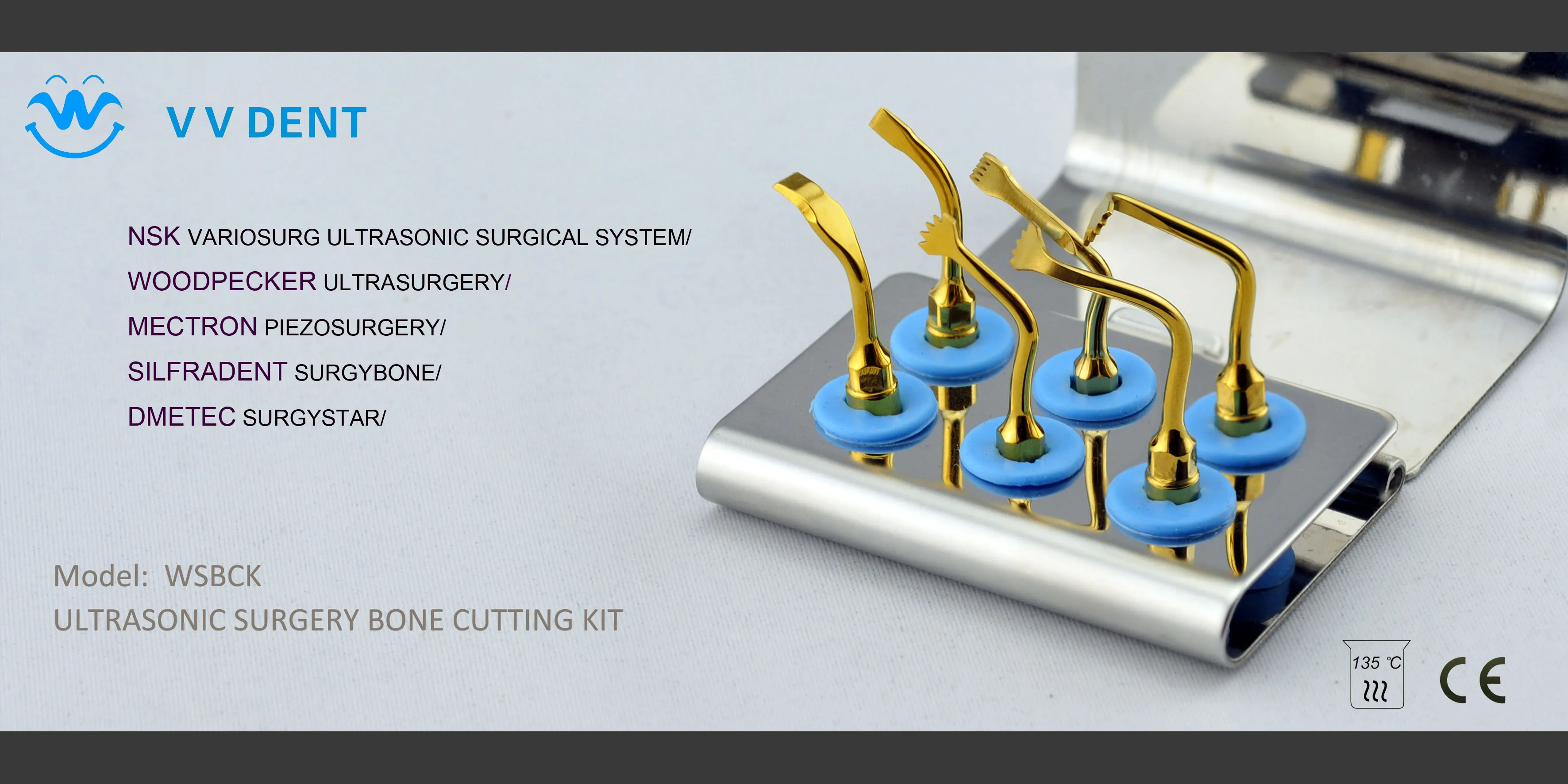 VVDental Piezosurgery Tips Kit Premium Ultraschall-Zahneinsätze mit gehärteter Metallstruktur für Woodpecker Mectron Einheiten Werkzeuge – Detail 1