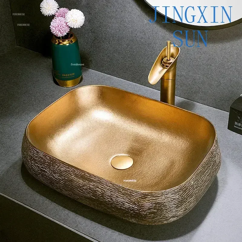 Luxury Art Countertop Basin Retro Bathroom Sinks Home Round Bathroom Overhead Sinks Balcony Hotel Ceramic Bathroom Washbasins C
