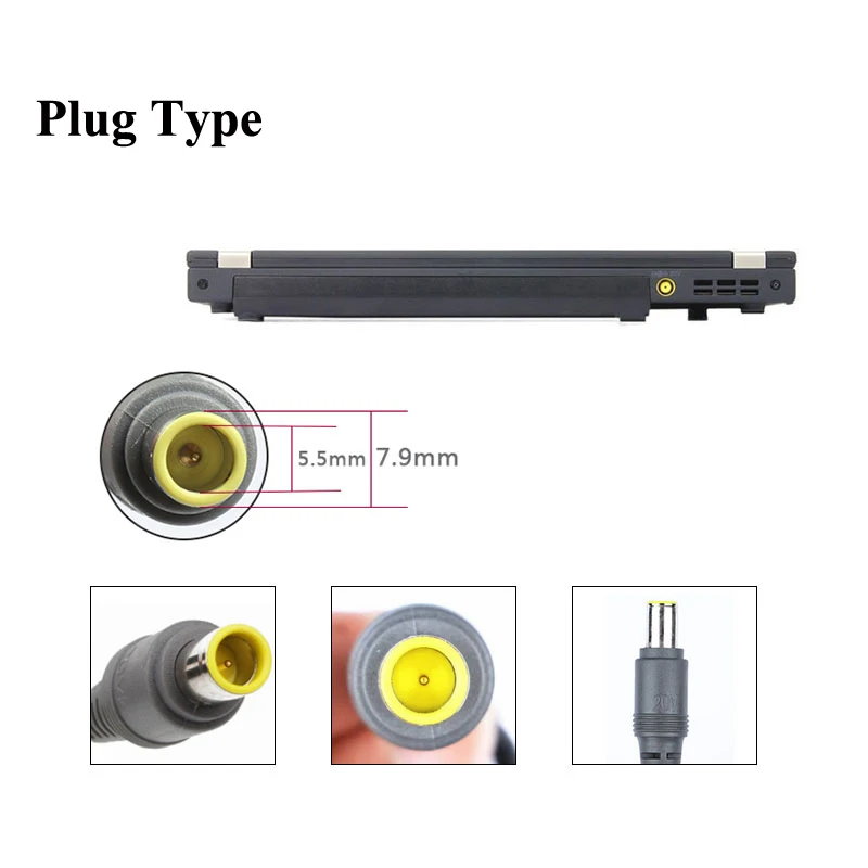 100W USB Type C PD Fast Charging Cable Cord for Lenovo ThinkPad T61 T60 T420 T430 USB-C to 7.9X5.5mm DC Power Adapter Connector