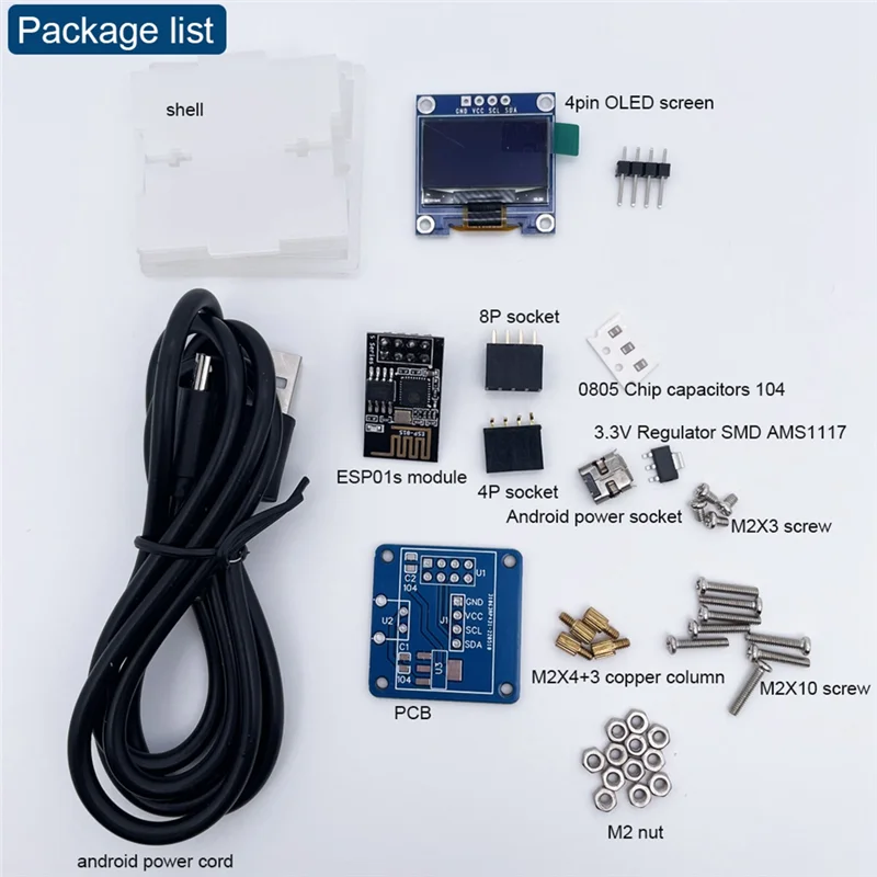 ESP8266 Kit electrónico de bricolaje, Mini reloj, pantalla OLED, conectar con carcasa, proyecto de soldadura DIY