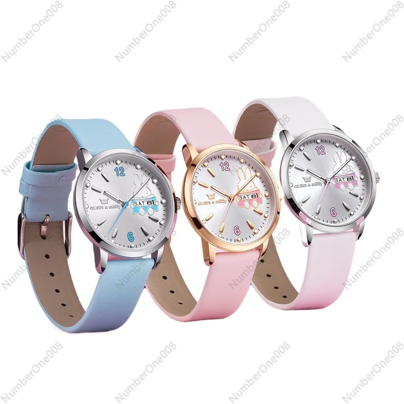 

Collaboration Quartz Watch for Girls - Dual Calendar & Waterproof, Stylish for Junior High Students