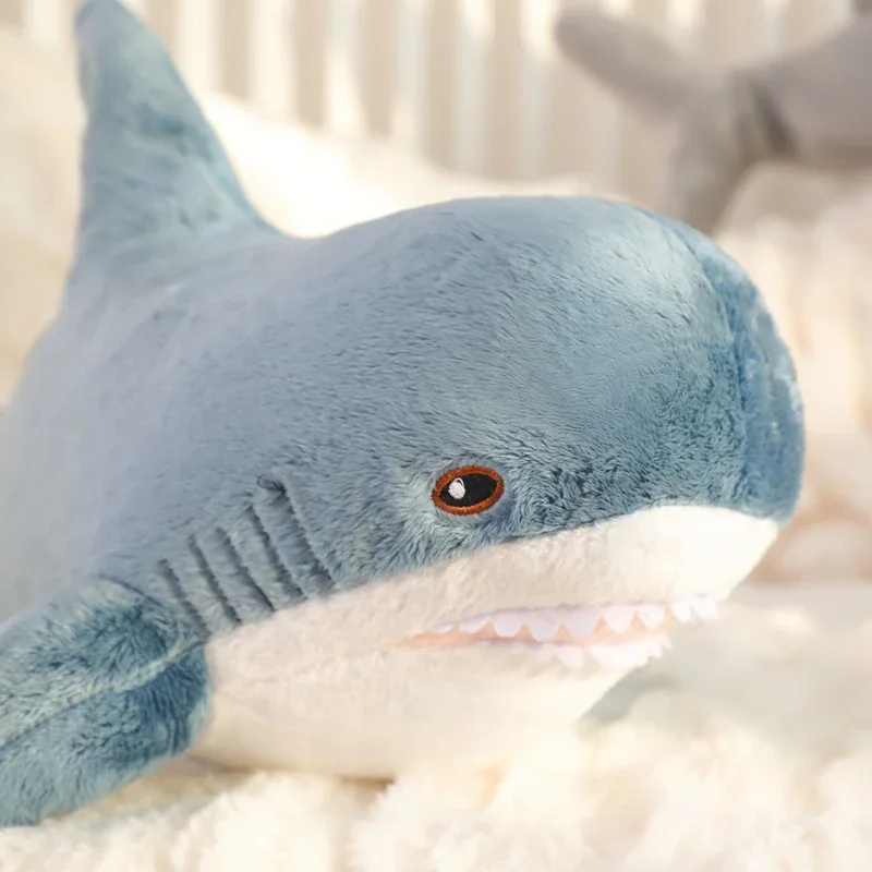 Oreiller en peluche requin marteau 55cm, poupée d'animal marin bleu gris, jouet compagnon de couchage, cadeau pour enfants