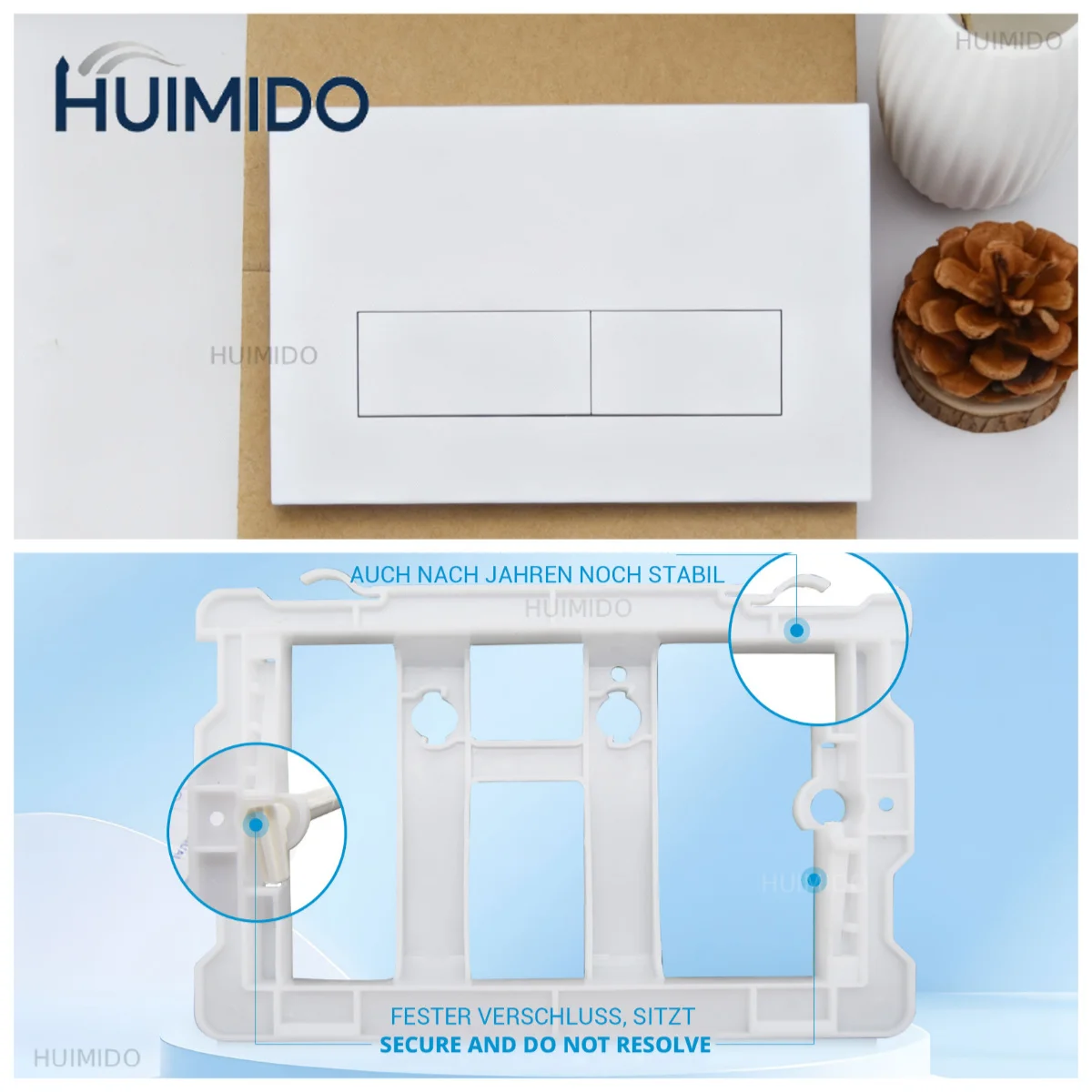Dual Flush Button Plate Compatible with Geberit Sigma 20 01 30 UP300 & UP320 Series White Panel with Concealed Toilet Tank Parts