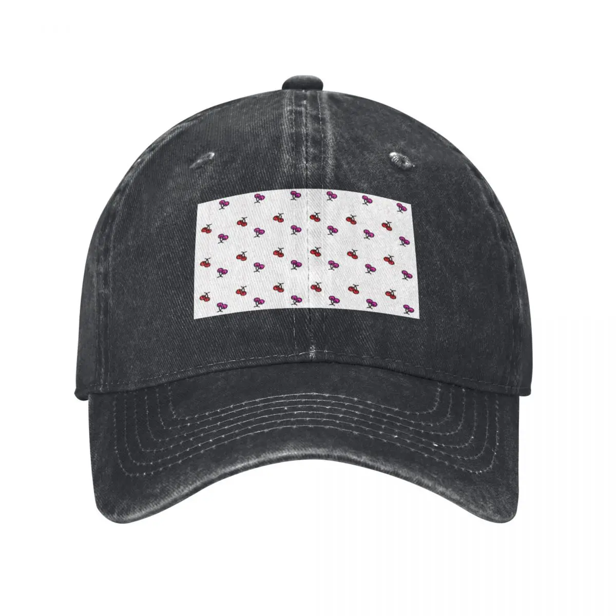 Witte Kersen Baseball Caps Vintage Denim Gewassen Hoofddeksels In Unisex Stijl Outdoor Hardloophoeden