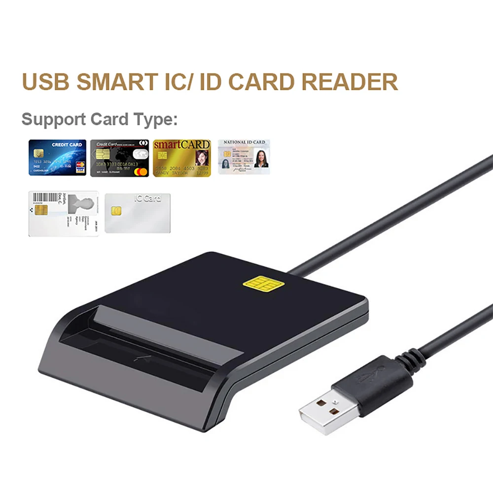 USB Smart Card Reader Smart Card Reader voor bankkaart IC/ID EMV-kaartlezer voor Windows 7 8 10 Linux OS USB-CCID ISO 7816