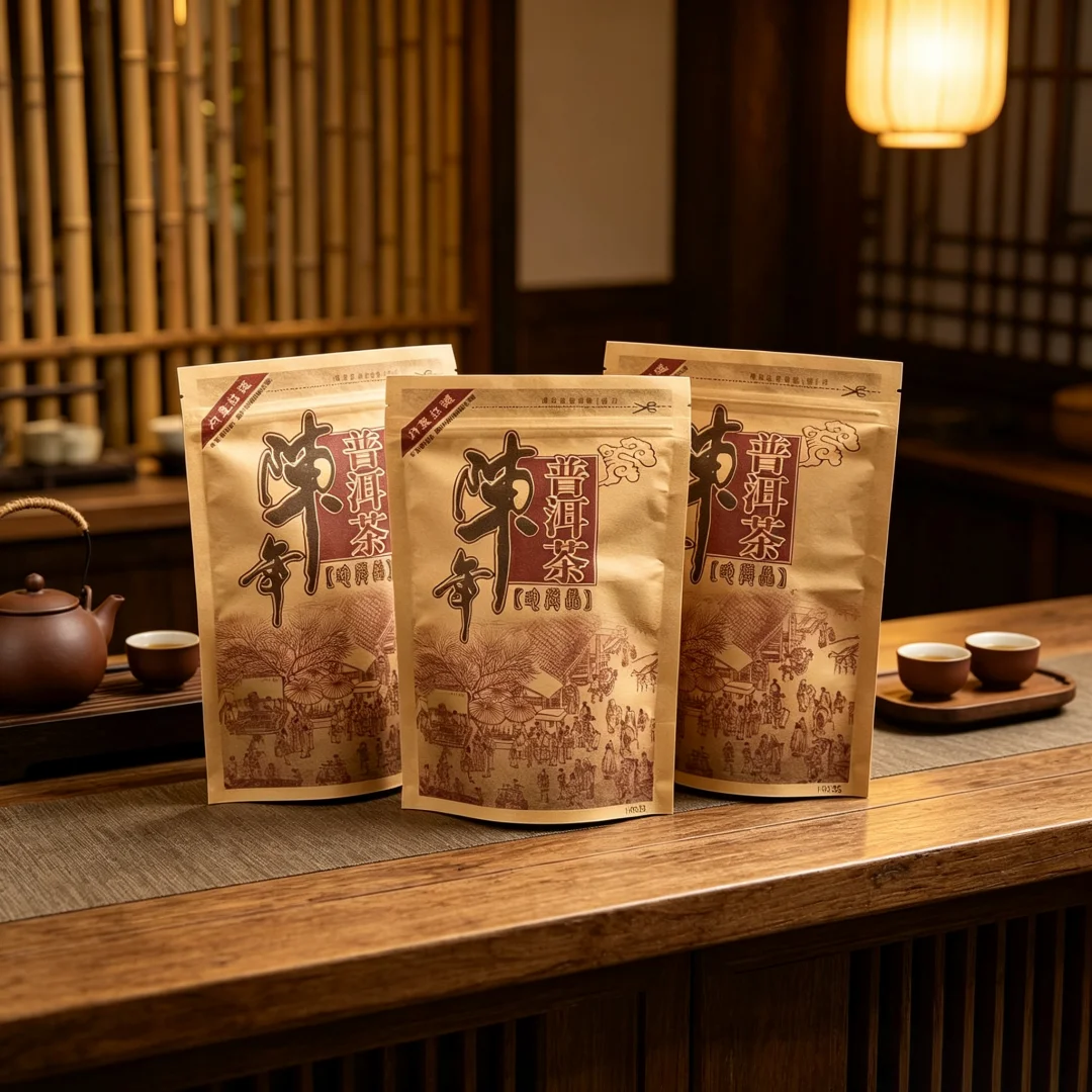 250g Chinese Puer Tea Set Zipper Bags YunNan Pu'er LaoChaTou,Ginseng Oolong Tea Recyclable Sealing Packing Bag