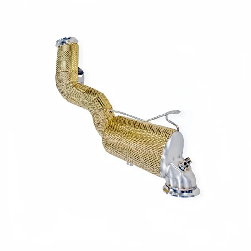 

Золотистая изолированная насадка на выхлопную трубу для Mercedes-Benz C43 GLC43 2.0T W206 2023-2024, нержавеющая сталь, каталитический нейтрализатор