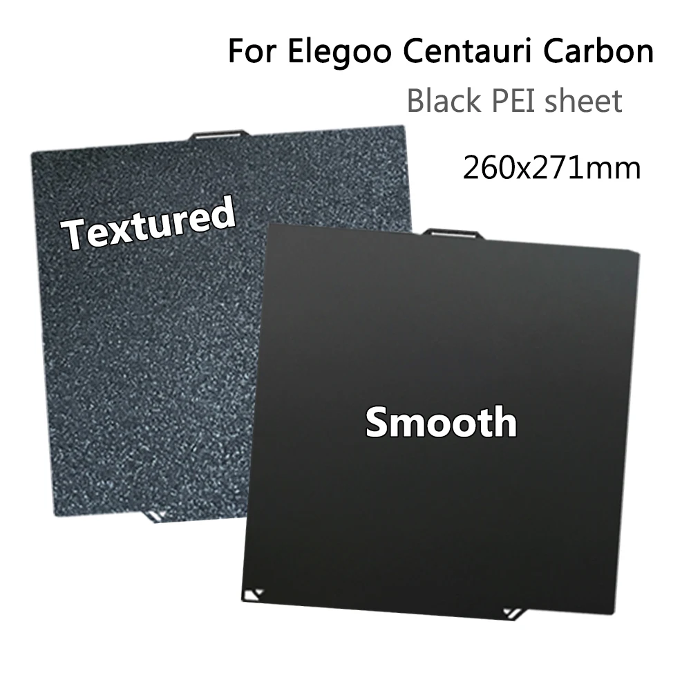 

Черная гладкая пластина PEI для Elegoo Centauri Carbon Build Plate 260x271 мм, двухсторонний гибкий лист для карбоновой кровати Centauri