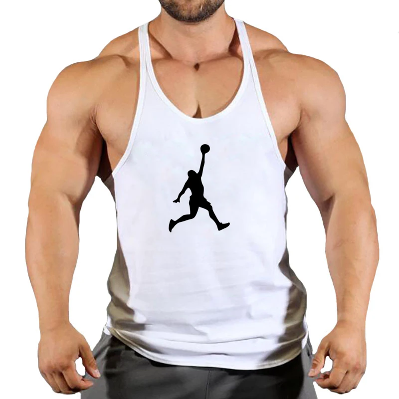 Fashion Printed Tank Top Men Bodybuilding Sleeveless Shirt Cotton Gym Fitness Workout Clothes Stringer Singlet Male Running Vest