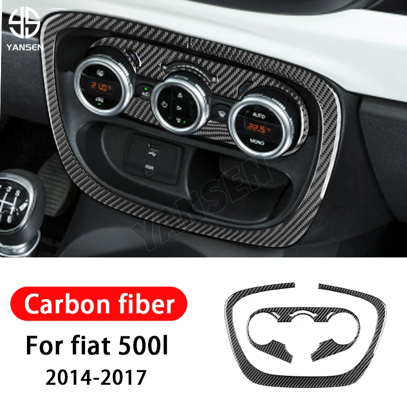 

Car AC Air Conditioner Control Panel Carbon Fiber Cover Trim Sticker For Fiat 500L 2014 2015 2016 2017 Interior Accessories