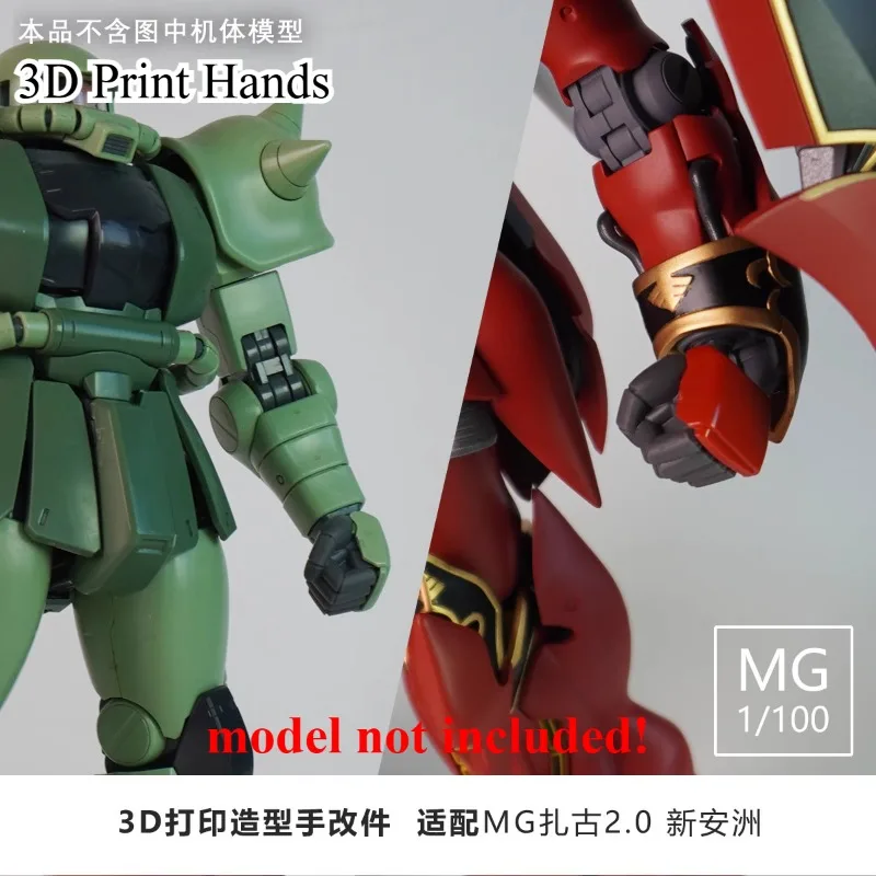 

4 Pairs 3D Printing Modified Styling Hands Compatible With MG ZAKU 2.0 MSN-06S DIY Mecha Model Rebuild Hobby Craft Supplies