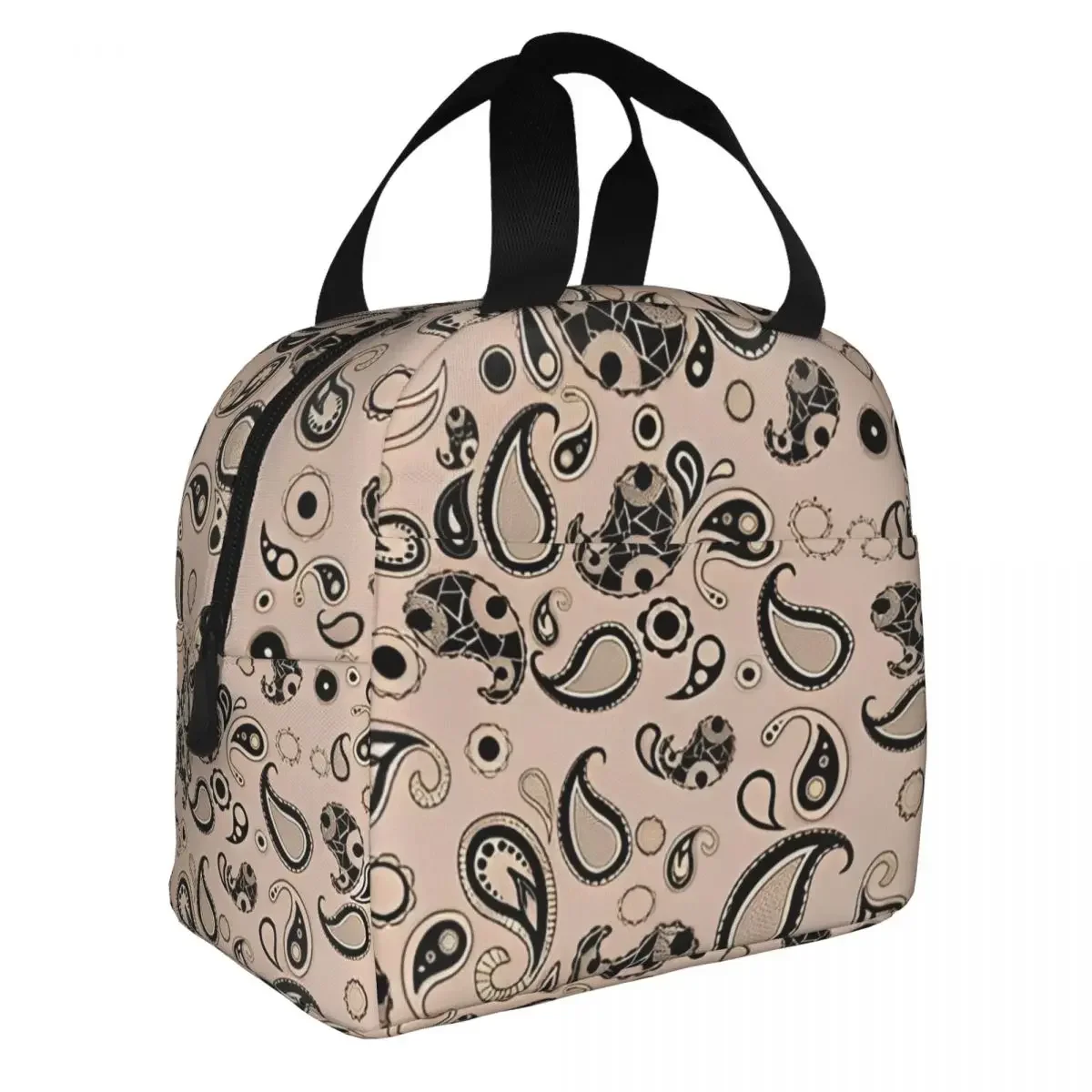 Intricate Paisley Pattern Insulated Lunch Bag Portable Reusable Cooler Bag Lunch Box Tote School Picnic Men Women