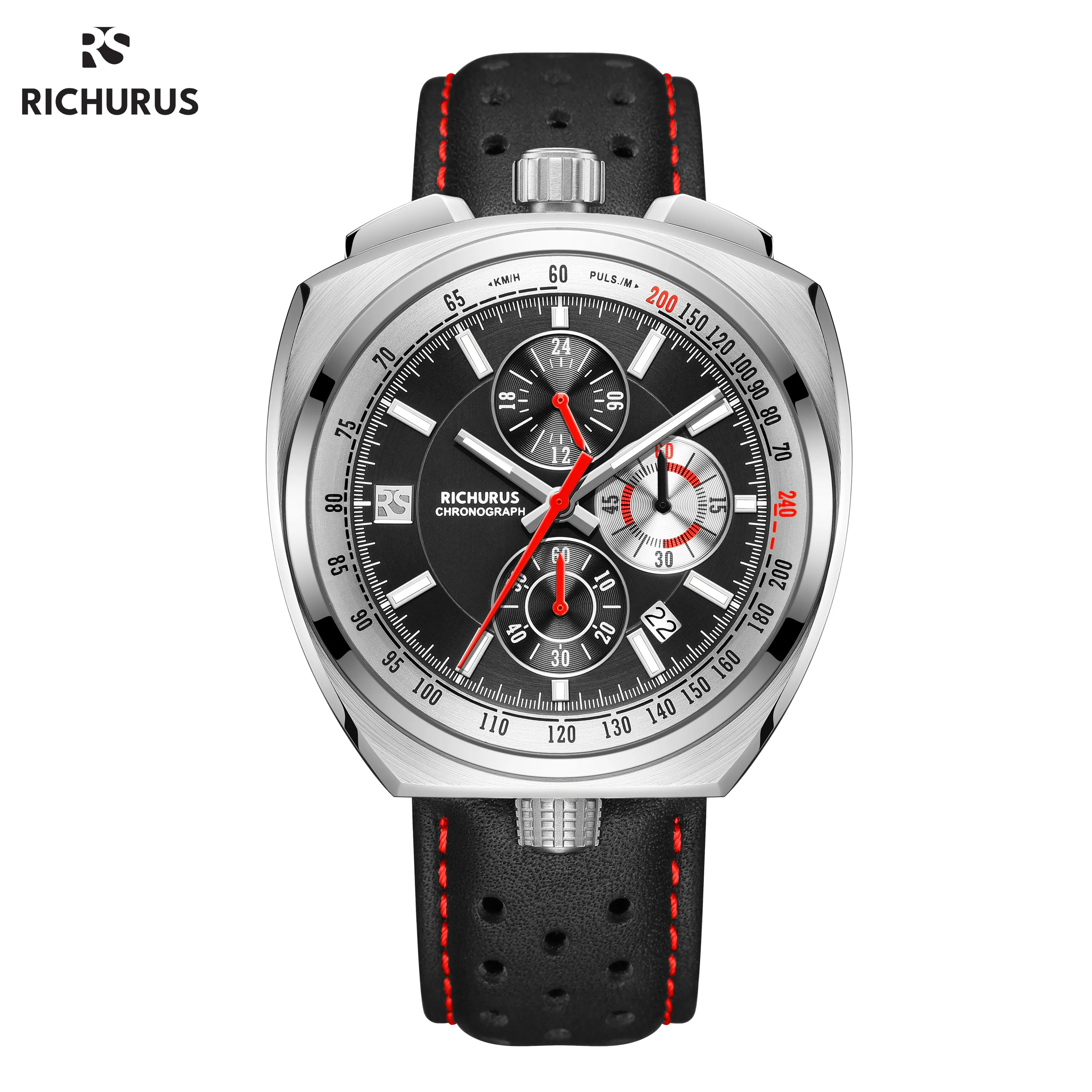 New Luxury Men Watches Multi-functional Sports Chronograph Stainless Steel Case 5ATM Waterproof Quartz Wristwatch Montre Homme